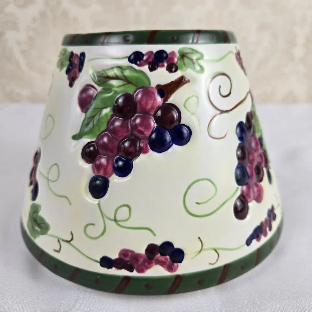 Grape Themed Ceramic Candle Shade/Topper For Use With Jarred Candle